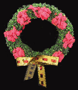 Dollhouse Miniature Wreath 2In Red/Gold